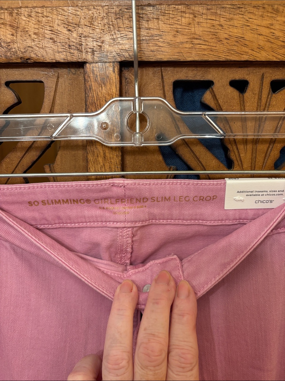 Chico's Pink Cropped Jeans with Frayed Hem - Picture 4 of 5